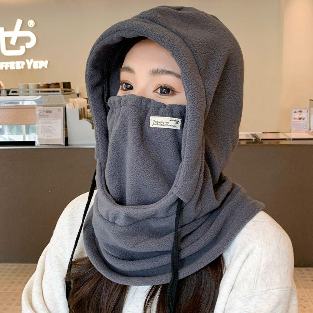 Однотонные маски Балаклавы Мягкие шапки-пуловеры Удобная женская флисовая шапка с маской Для улицы