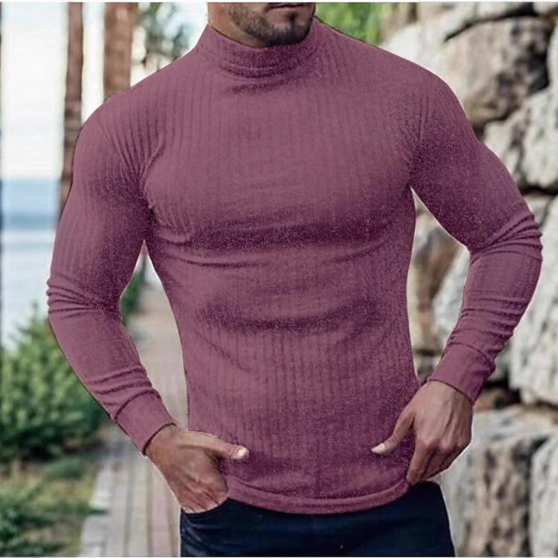 Men S Slim Fit Long Sleeve T Shirt Sports Casual Fitness Knit Base Layer