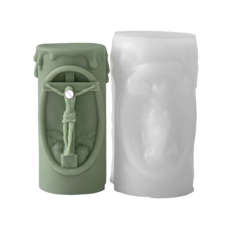 Nativity Embossed Cylinder Silicone Candle Mould Food Grade Silicone For Making Candle Soap Chocolate Holiday Decoration