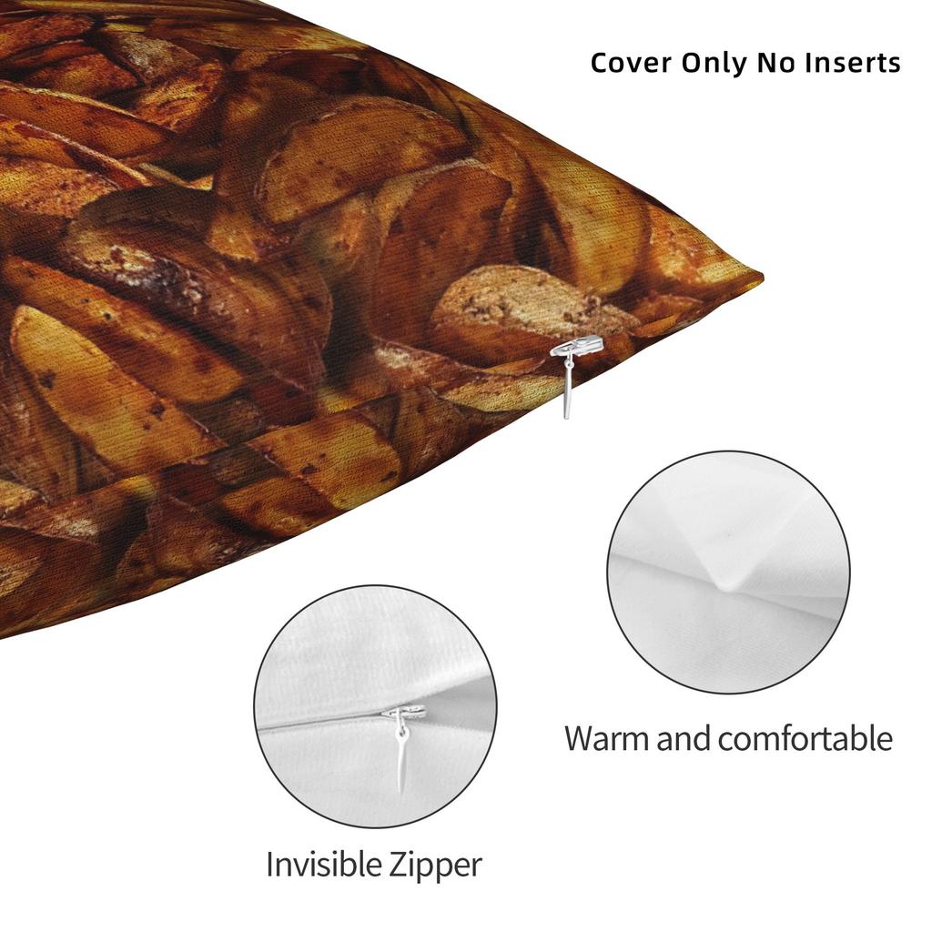 Steak Fries Seamless Pattern Pillow Cover Square Cushion Cover Cute Funny Pillow Case For Office Car Home Decor