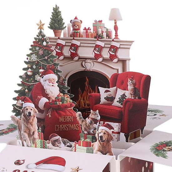 Christmas 3D Pop Up Greeting Card Santa's Coming Holiday Gift Card for Women Men Kids Husband Wife Mom Dad Daughter