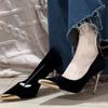 Light Luxury Black Suede High Heels Women's Thin Heels 2025 New Spring and Summer Banquet Temperament Imperial Sister Shallow Mouth Pointed Single Sho