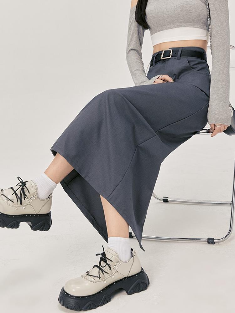 Женский разделенный костюм, юбки-миди, летняя тонкая трапециевидная юбка с высокой талией, женская элегантная повседневная офисная леди, корейский винтажный черный