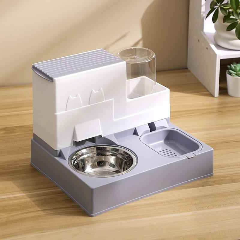 Cat Bowl Double Bowl Automatic Drinking Automatic Feeder Cat Food Bowl Dog Food Bowl Drinking All-in-One Cat Food Bowl