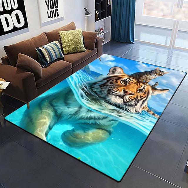 Art Domineering Tiger 3d Print Carpets For Living Room Bedroom Decor Carpet Soft Home Bedside Floor Mat Play Area Rugs Carpet