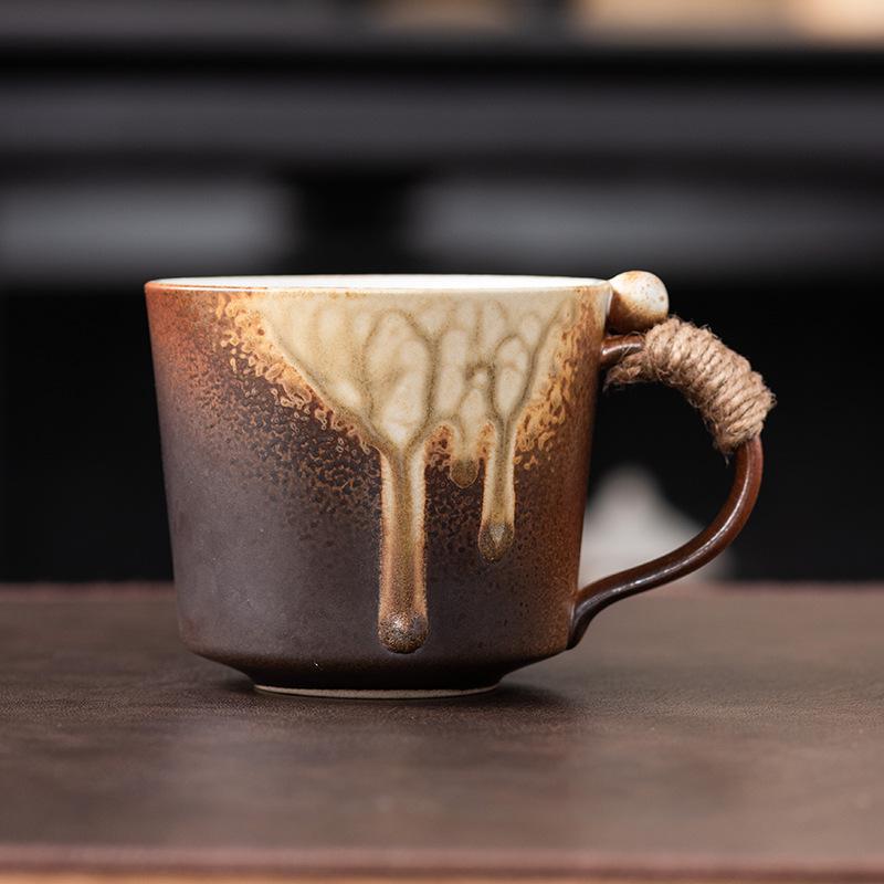 Irregular Retro Ceramic Coffee Mug - Unique Kiln-Changed Design