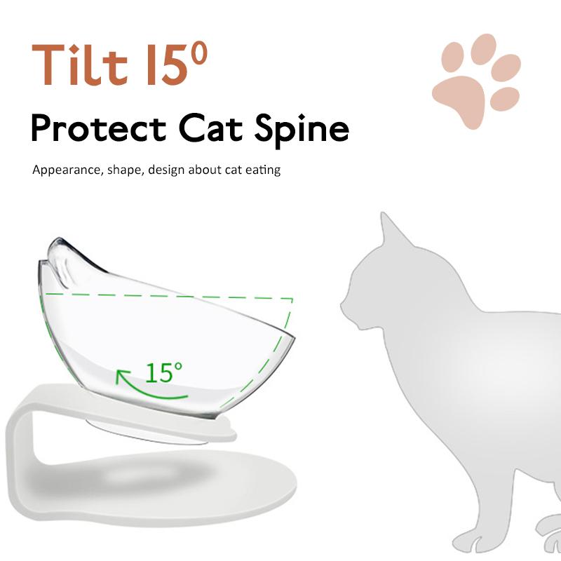 Миска для кошек, прозрачная двойная миска, миска для кошачьей еды, миска для воды, миска для бассейна, стойка для миски для собаки, миска для корма для собак, косой рот, позвоночник