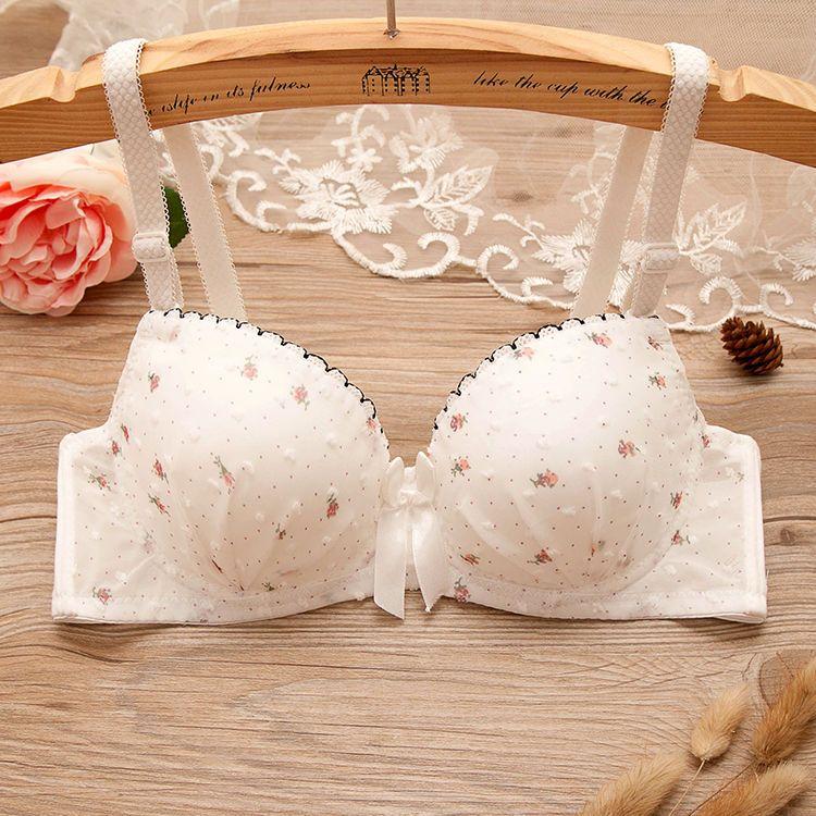 Sexy Push Up Bras Sweat 3/4 Cup Underwear For Women Printed Floral Lingerie Female Bras Cute Brassiere