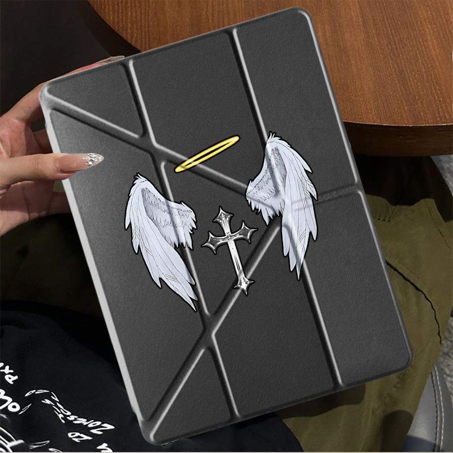 Чехол-подставка с рисунком Ангел и Крест для планшета iPad Pro 11-го 10-го 9-го 8-го 7-го 12,9 дюйма Mini 6 7 Air 4 5 M3 M2 1 2 M4 11 дюймов Pro