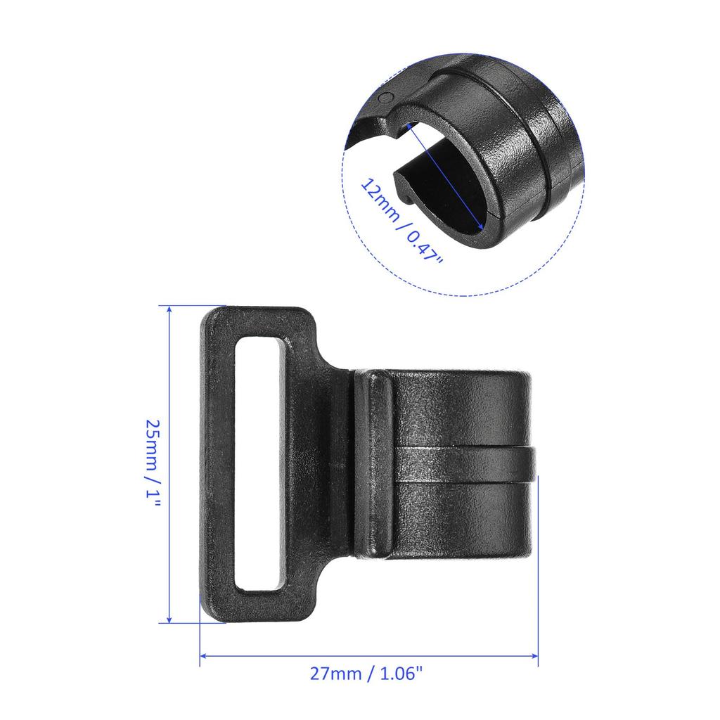 M METERXITY Set of 10 Clamps for Tent Pole Plastic Clip Tent Hook Awning Clamp Fastener Suitable for Camping Hiking C-Clip - (11mm Black)