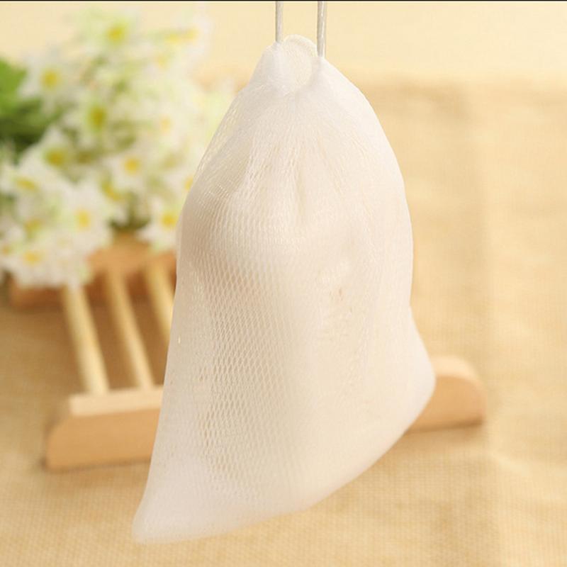 Foaming Net Soap Bag Bathroom Soap Foaming Net Foaming Cleaning Bath Soap Net Drawstring Bag Home Bathroom Exfoliating Supplies