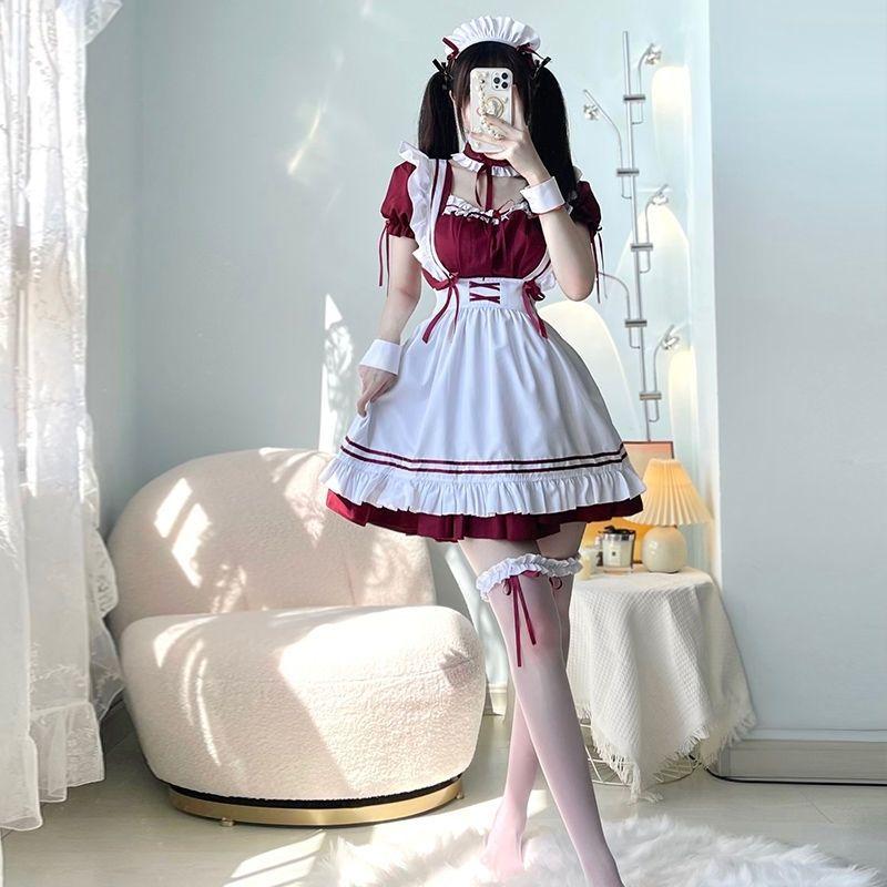 Костюм служанки, милое платье служанки в стиле Лолиты, сексуальная униформа, женский комплект