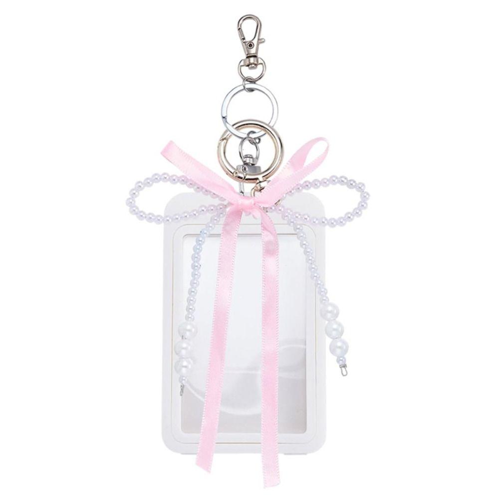 Pearl Bow Photocard Holder Transparent ID Card Case Stylish Photocard Case ID Card