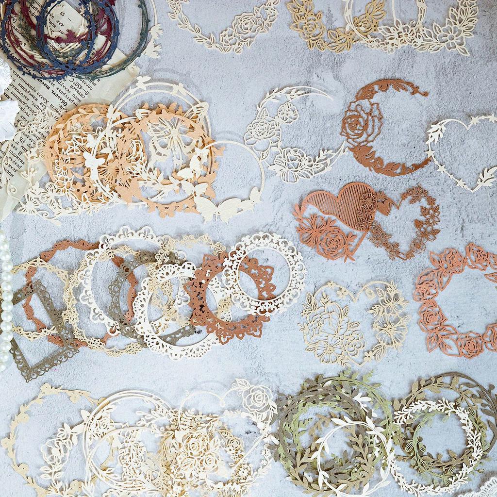 1 шт. Набор карточек с полыми рамками Серия «Шепот цветов» Легкий ретро солевая серия Венок бабочка материал для украшения блокнота бумага и карточка