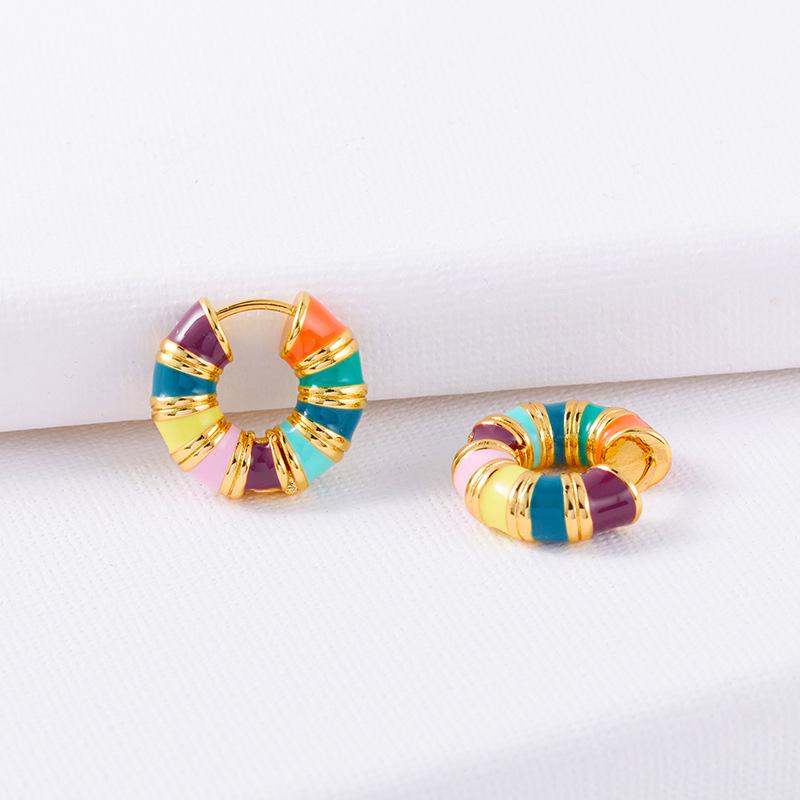 Минималистичные французские эмалевые серьги 2025: Высококлассные европейские и американские модные каффы и серьги-кольца
