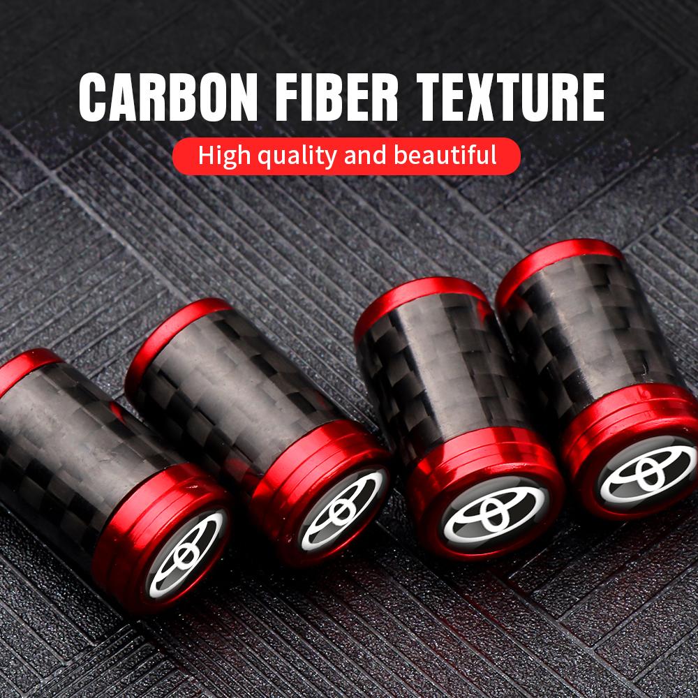 LEKR1 4Pcs Car Decoration 4D Carbon Fiber Wheel Tire Dust Cap For Toyota GR Sport Gazoo Racing Yaris 86 Corolla Hilux Supra C-HR TRD