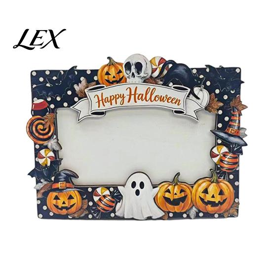 Double Sided Wooden Photo Holder Halloween Frame, Pumpkin Ghost Cat Cutout Picture Thanksgiving Home Decor Holder, Double-sided Holiday Tabletop