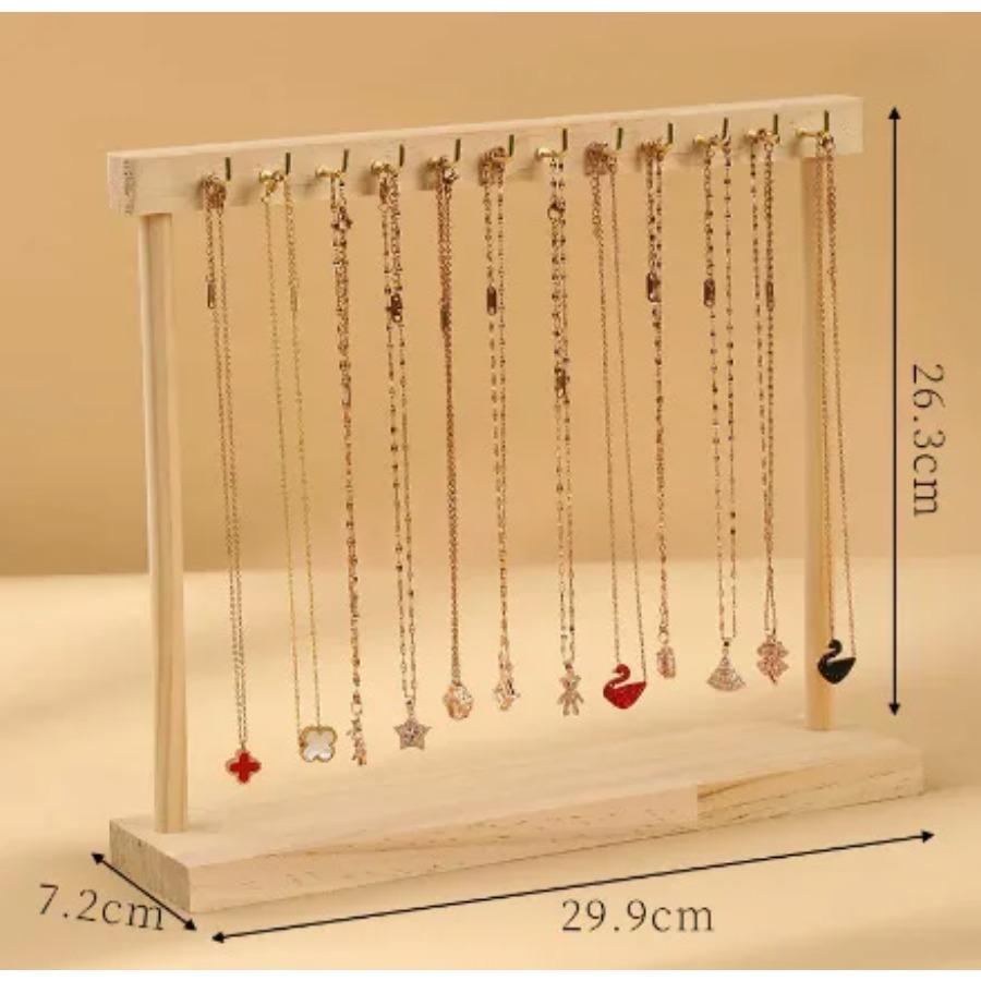Jewelry Organizer Display Stand Wood Necklace Hanging Countertop Rack for Chains Earrings Bracelets Showcase Storage Rack