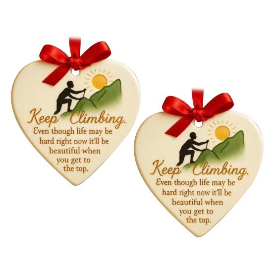 Keep Climbing Heart Ornament Inspirational Heart-Shaped Rock Climb Hanging Ornament for