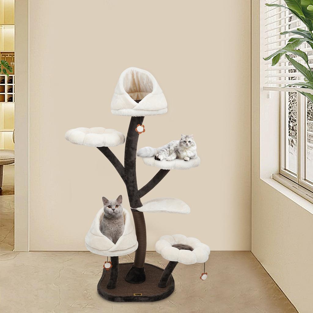 Large Cat Tree Tower with 6 Levels, Cat Climbing Frame & Activity Center with Scratching Posts, 63.8 Inches Tall for Indoor Cats