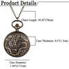 Карманные часы Dragon Retro Antique Analog с крышкой Водонепроницаемые кварцевые часы-подвеска Часы-ожерелье Карманные часы с цепочкой Модный аксессуар