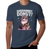 Funny Princess Cat Glasses Goddammit Donut TShirt Basic Plain Short Sleeve Crew Neck Tee
