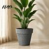 All Weather Floral Containers for Deck Round Large Planter with Drainage Hole, 12 Inch Dia Stone-Look Flower Decorative Planters Living Room
