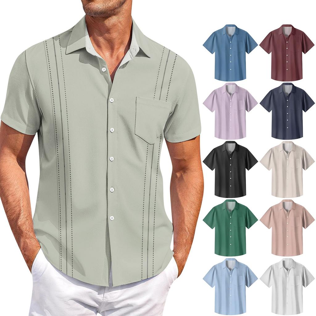 Men's Casual Short-sleeved Shirt Slim Fit Stylish Men's Hawaiian Print