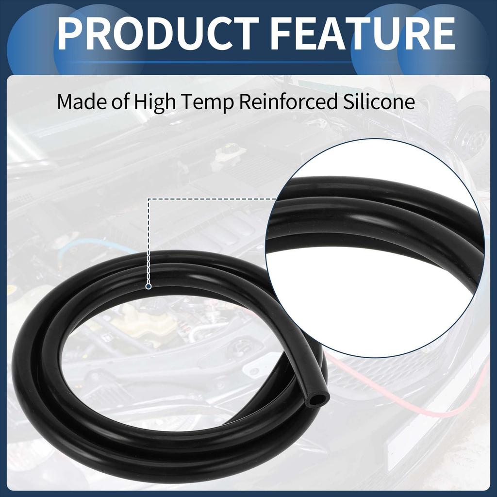 INFINAUTO Silicone Vacuum Tube Hose Engine 5FT 1/2" 12mm ID 2.5mm Thickness Car Automotive Vacuum Line Silicone Black High Temperature