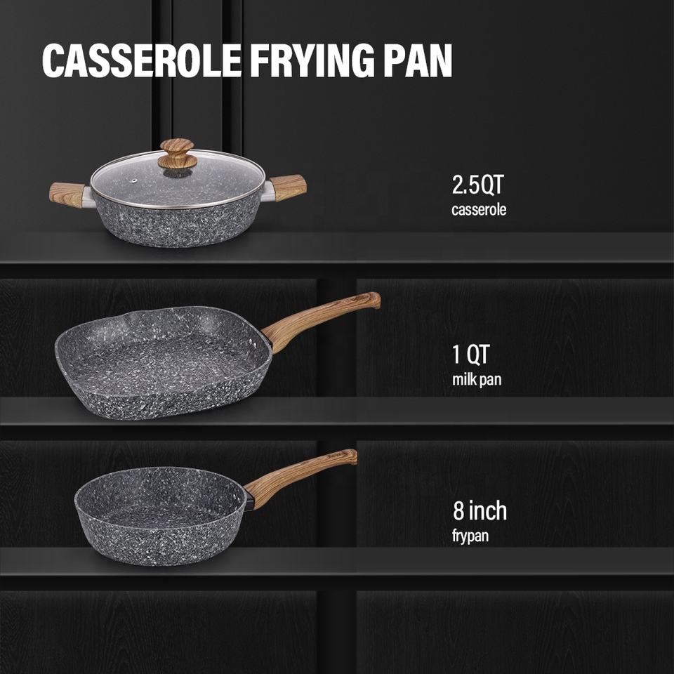 High Quality Practical Restaurant No Oil Frying Pan Granite Pattern Pan Frying Multi Electric Frying Pan With Lid