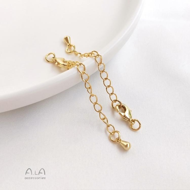 Удлинитель золотой цепочки 18 карат: Браслет/Ожерелье с сохранением цвета в белом, розовом или настоящем золоте - Аксессуар для изготовления украшений своими руками