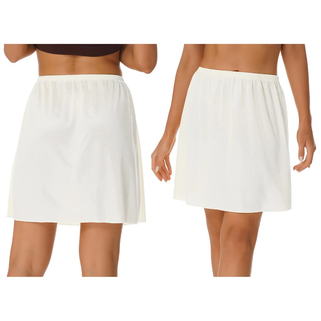 Женская однотонная нижняя юбка с эластичной резинкой на талии, внутренняя юбка-миди, длинная нижняя юбка