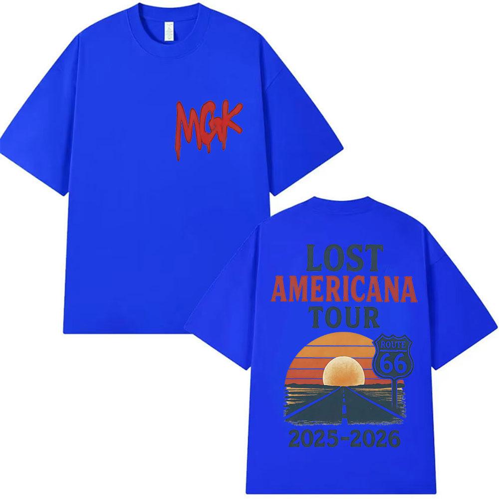 MGK Lost Americana Tour 2026 Graphic T Shirt Men Women Harajuku Vintage Oversized Tshirts Summer 100 Cotton Y2K Tops Tshirt