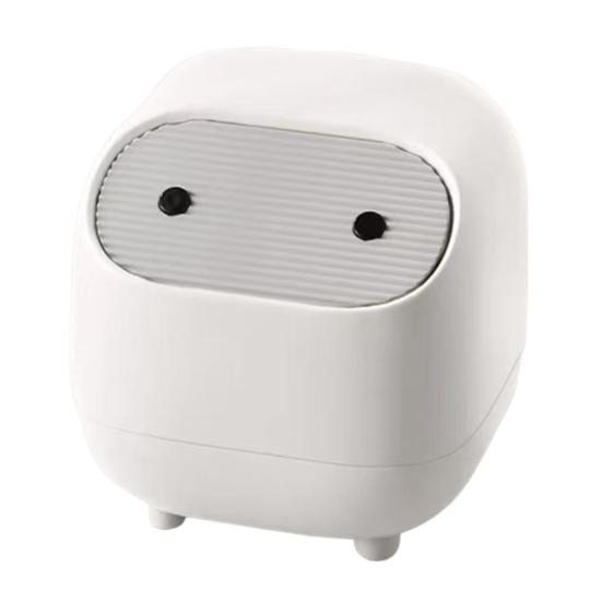 Настольная мусорная корзина со складной крышкой, открывающимся механизмом нажимного типа, компактного размера, мусорное ведро мультяшной формы