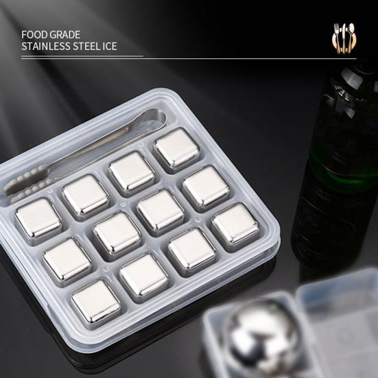Набор кубиков льда из нержавеющей стали, многоразовые охлаждающие камни для вина, виски, пищевой современный дизайн, барная вечеринка