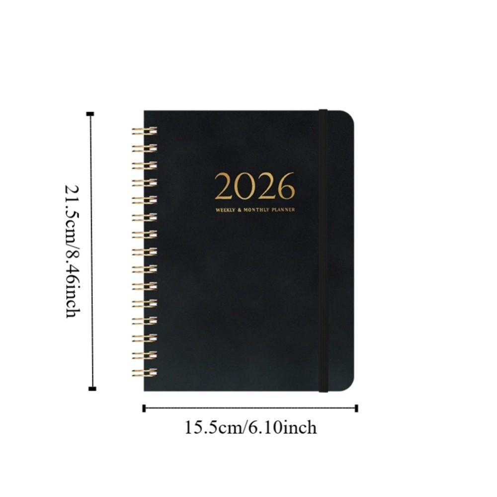 PU Leather Cover 2026 Weekly Monthly Planner Calendar Daily Notebook  Record