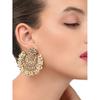 Gold Tone Traditional Pearls Beaded Dangle Earring For Women