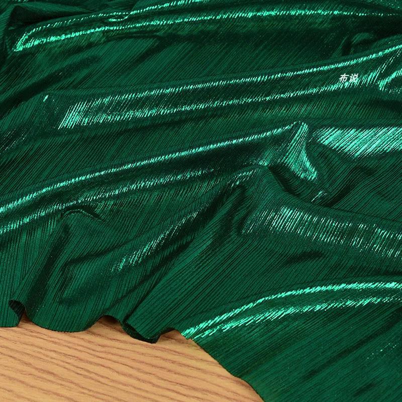 1x1.45 Meter Metallic Gliter Soft Fabric Shiny Gold Silver Fashion High Stretch Bright Silky Cloth for Diy Sewing Dress Fabrics