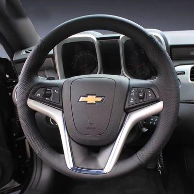 Для Camaro 5-го поколения 2014 2015 RS Ручная прошивка Нескользящий чехол на руль автомобиля Сделай сам Черная кожа Наппа Интерьер автомобиля