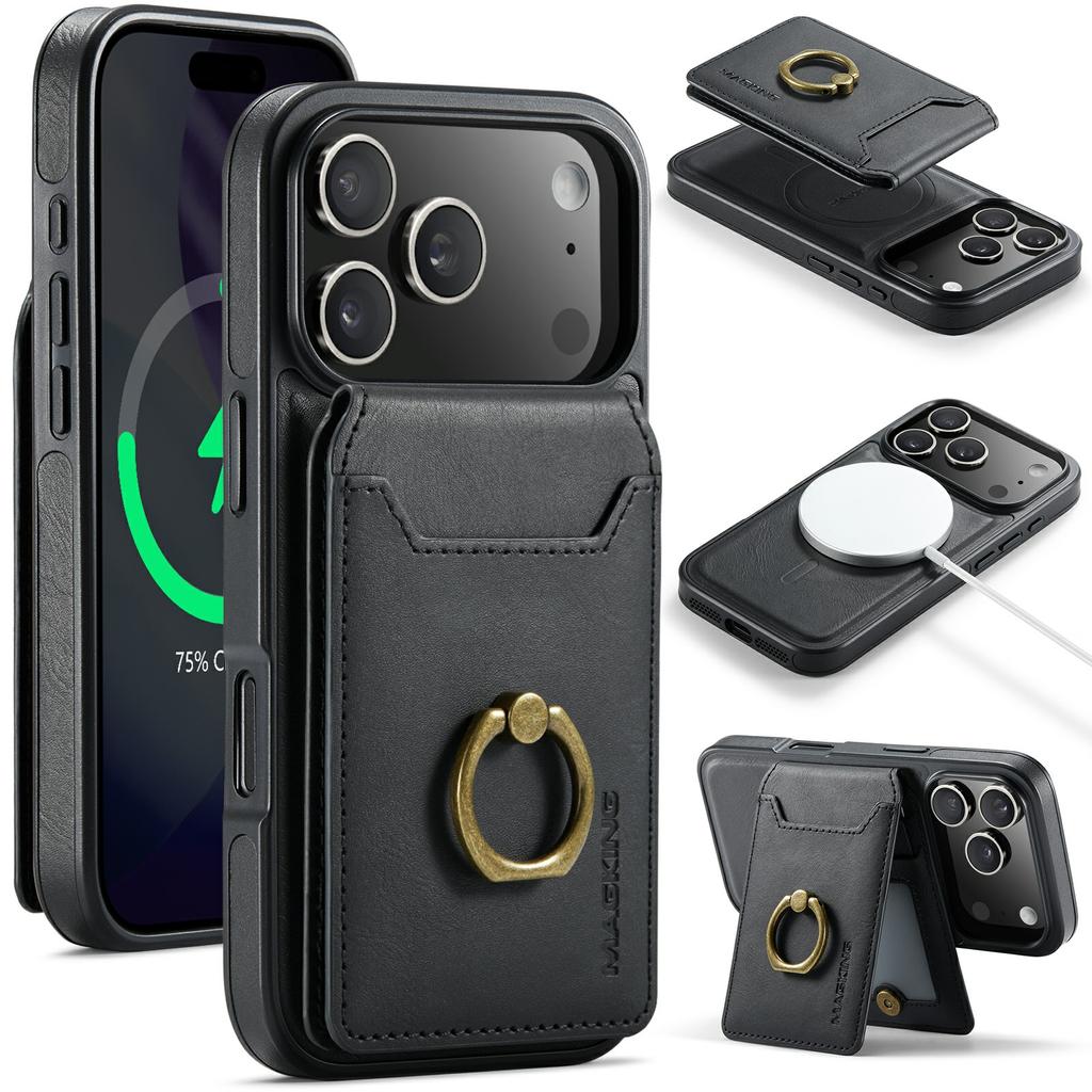 MAGKING K1 Series For iPhone 17 Pro Max Magnetic Case PC+TPU+PU Phone Cover with Card Holder