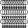 40 Pack Curtain Rings With Clips, Drapery Clips With Rings, Drapes Rings 1.5 In Interior Diameter, Fits Up To 1.2 In Curtain Rod, Black
