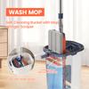 Floor Flat Squeeze Mop with Bucket Hand Free Lazy Cleaning Mop Microfiber 360 Rotating Self-Wringing Mop House Cleaning