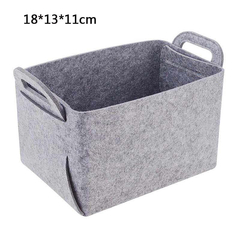Foldable Felt Sundries Storage Basket With Handle Cosmetics Container Multifunction Laundry Storage Basket Desktop Organizer