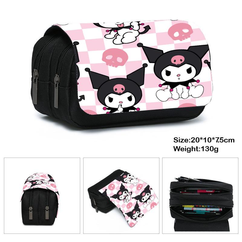Printed Polyester Pencil Case, Large-Capacity Storage Bag, Double-Layer Flip Cover, Stationery Box.