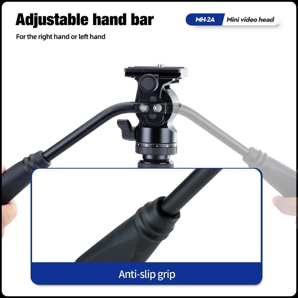 Fotopro Video Tripod Head with Quick Release Plate and Adjustable Maximum Load Capacity of for Compact Camcorders and Digital SLR Black MH-2A Pan-Tilt