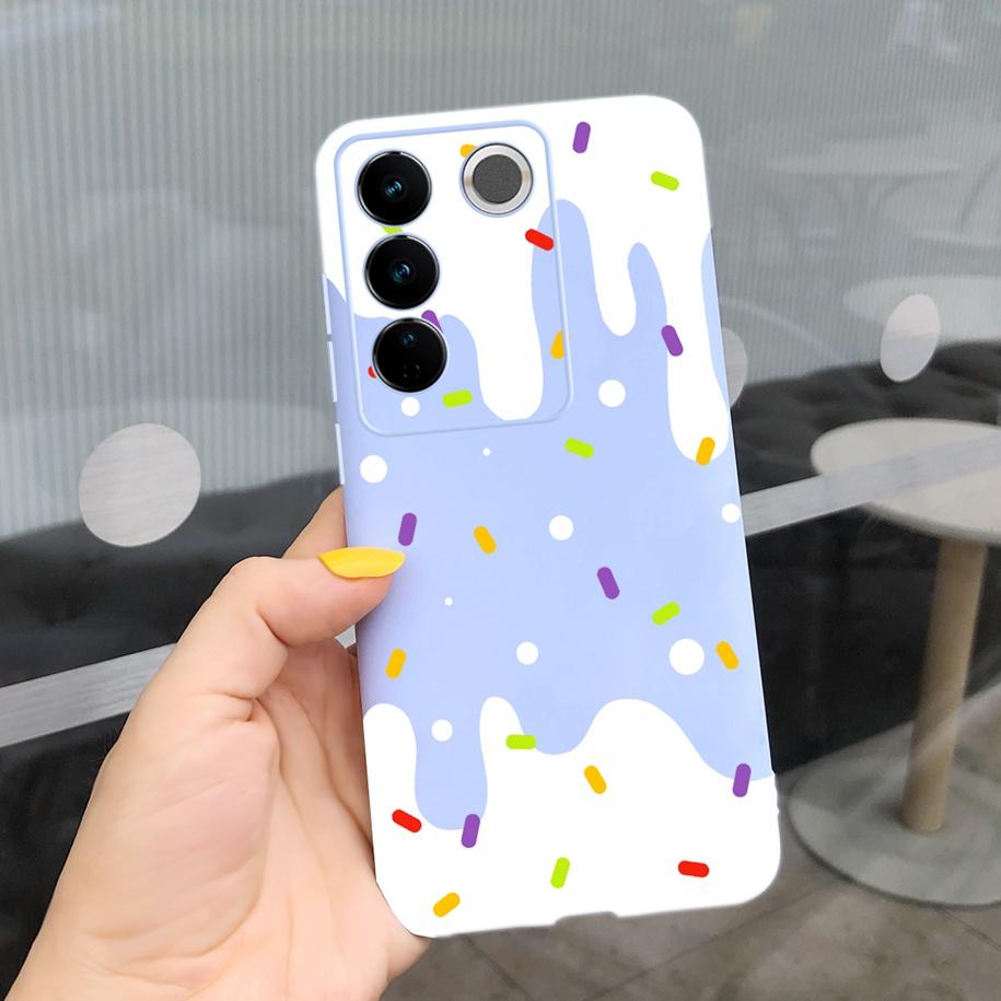 Чехол для Vivo V27 Pro Задняя крышка для Vivo V27e Модный чехол-фунда конфетного цвета с рисунком для Vivo V27 5G V 27e V27Pro V2237 V2230 Мягкий чехол