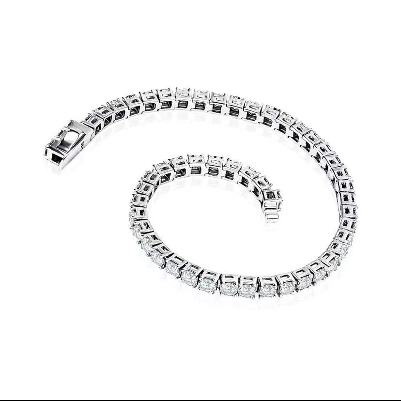 925 Silver Moissanite Tennis Bracelet for Men and Women, Silver Plated 18K Gold Hand Jewelry