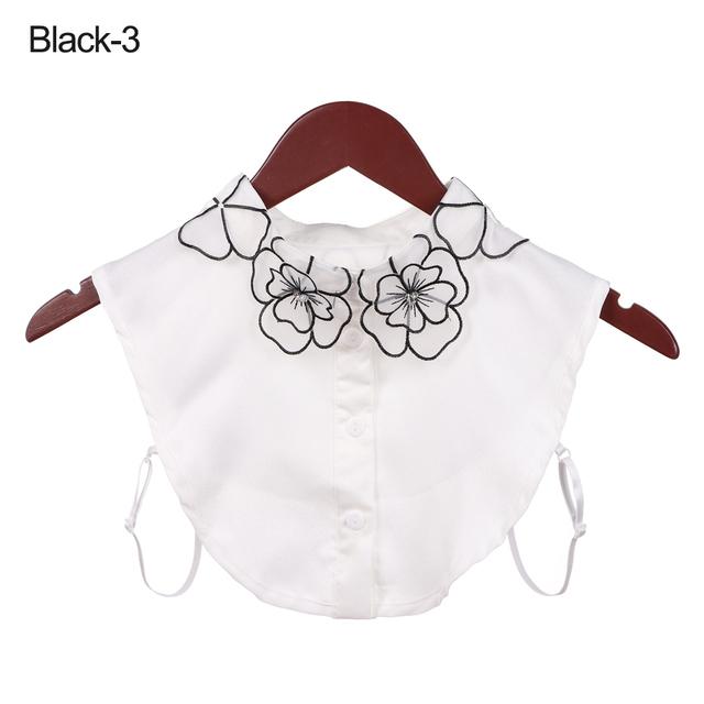 Front Tie White Fake Collar Stand Beads Detachable Collar Fake Women Vintage Crystal Lace Ladies False Blouse Collar Half Shirt
