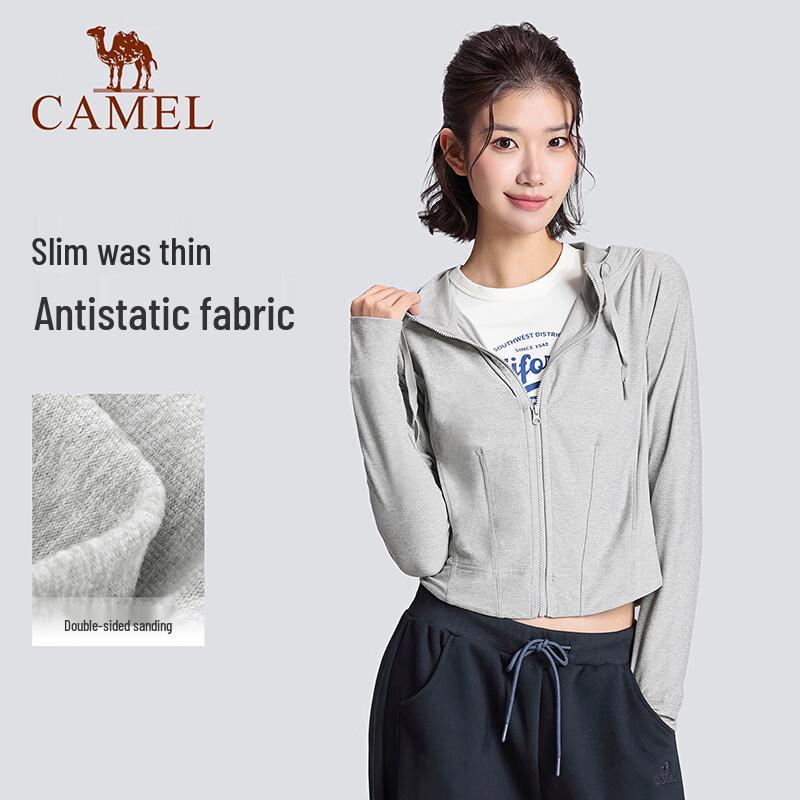 CAMEL Women's Anti-Static Brushed Fleece Hooded Yoga Jacket