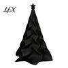 Small Xmas Tree for Office 3D Printed Pleated Christmas Ornament, Wavy Desktop Modern Holiday Sculpture Decoration with Star Topper Home Decor